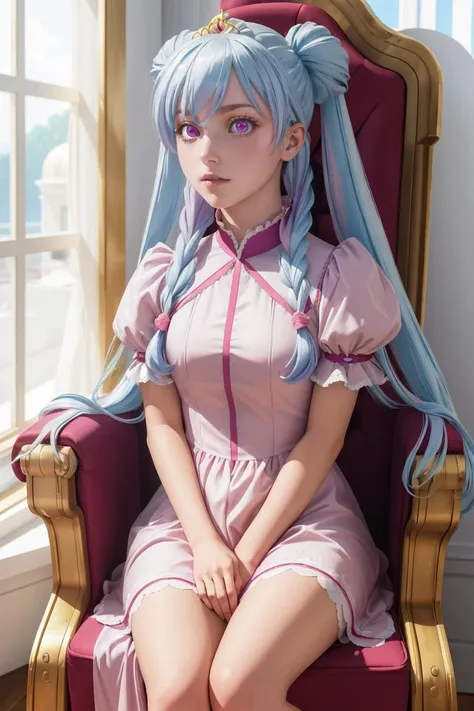 professional photo of pina_sformkran_estor, pink dress, twintails, purple eyes, light blue hair, throne room,
detailed skin, detailed eyes, (finely detailed hair:1.1),
volumetric light, highrez, masterpiece, best quality,
<lora:pina_sformkran_estor_v1:0.6:MIDD>