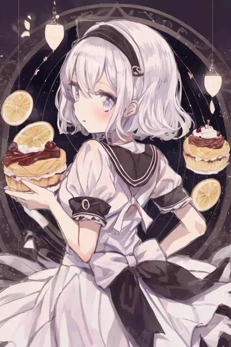 anime,chibi,1girl,white hair,maid apron, purple eyes,black_dress,masterpiece,black_dress,looking at viewer, best_quality,white background,arms behind back,
<lora:supicav2-000012:1>