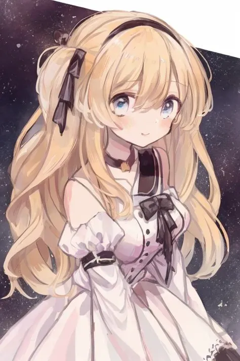 1girl,upper body,blonde hair,chibi,looking at viewer, rabbit,animal, <lora:supica_v3-000011:1>