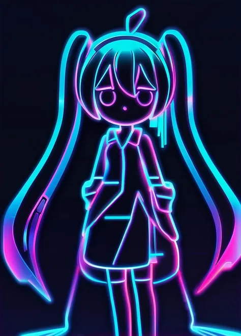 hatsune miku,  <lora:neon_icon:1>