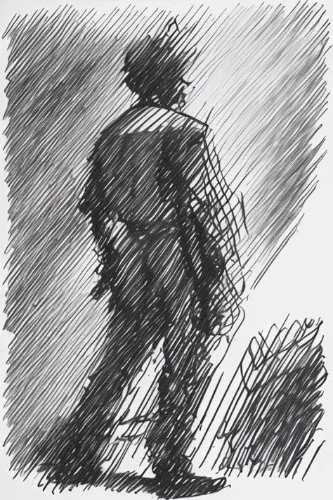 style of William Kentridge drawing <lora:MorehatchingV2:1>