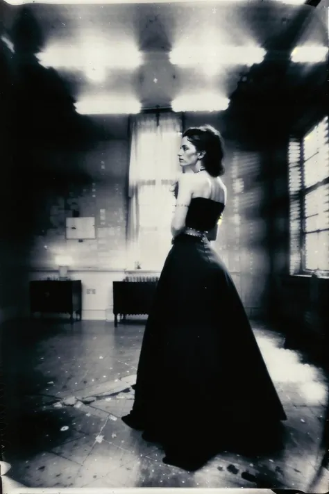 RAW pinhole closeup photo, portrait of 1 woman thinking philosopher, looking at camera, elegant chic fashion clothes, long skirt, opaque hosiery,, cracked room walls, pinhole photography, by, realistic, blue theme <lora:pinhole:1.2> <lora:entropy-alpha:.15>