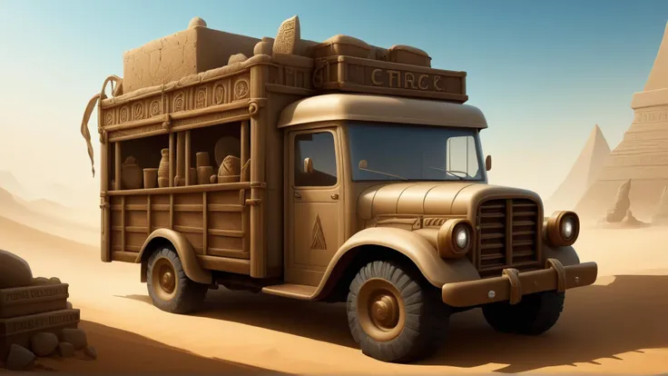 fantasy, archaeology theme, <lora:ExpeditionStyleXL:1> ExpeditionStyle truck