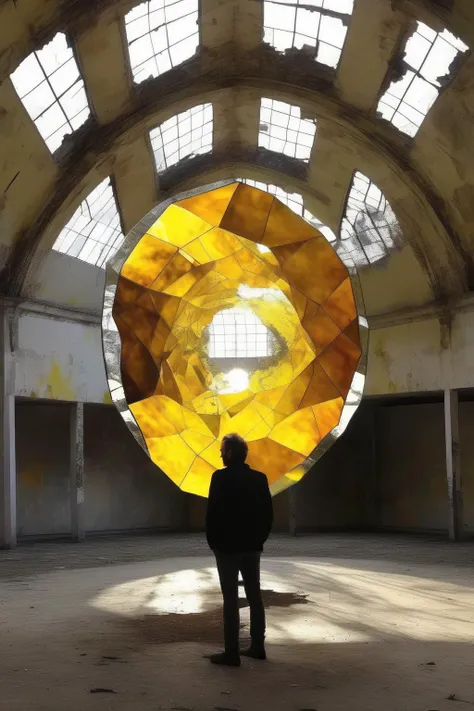 <lora:Olafur Eliasson Style:1>Olafur Eliasson Style - the next artistic installation of Olafur Eliasson in the abandoned building