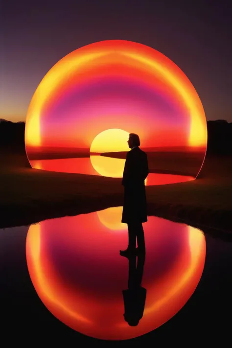 <lora:Olafur Eliasson Style:1>Olafur Eliasson Style - album cover in the style of storm thorgerson meets olafur eliasson featuring a glowing light