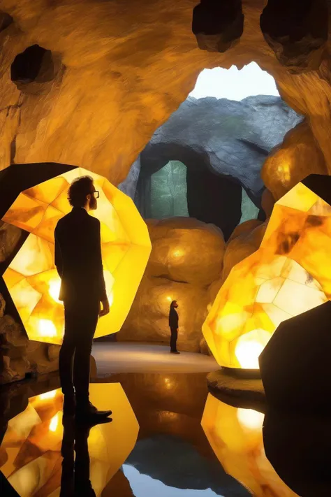 <lora:Olafur Eliasson Style:1>Olafur Eliasson Style - ight exhibition in the style of Olafur Eliasson inside a cave