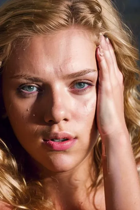 Stunning 4k photograph of a busty teen (sks woman) , (modeling on a photoset as Thor, (hands behind head), DSLR, detailed face, grainy, weird lighting, face in partial shadow, (hyperdetailed, hyperrealistic), <lyco:locon_scarlett_v1_from_v2_64_32:1.25>