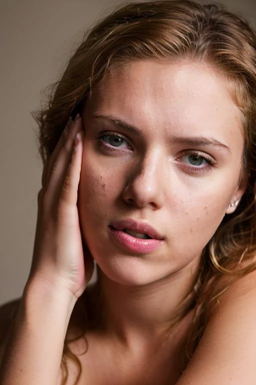 Stunning 4k photograph of a busty (sks woman) , (modeling on a photoset), (hands behind head), DSLR, detailed face, grainy, weird lighting, face in partial shadow, ( hyperdetailed, hyperrealistic), <lyco:locon_scarlett_v1_from_v2_64_32:1.25>