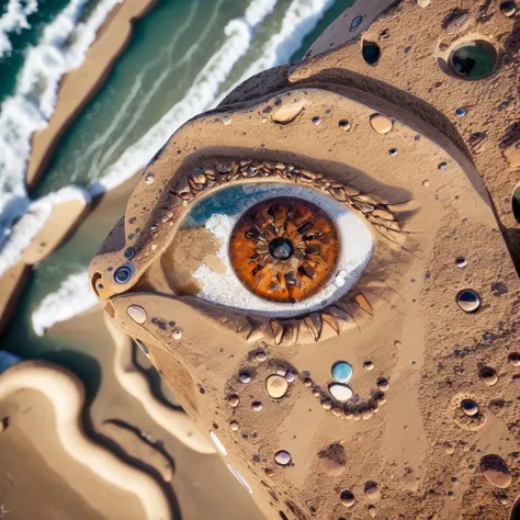 rock_2_img, rock image, rock art, rock, 1 stone eye made out of rocks, an island surrounded by the sea, High detail, <lora:rock_2_img:0.8>