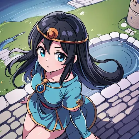 masterpiece,ultra detail,best quality,1girl,ki, <lora:ki:0.7>,fantasy dungeon, circlet,blue clothes,blackhair,from above,flying high,floating