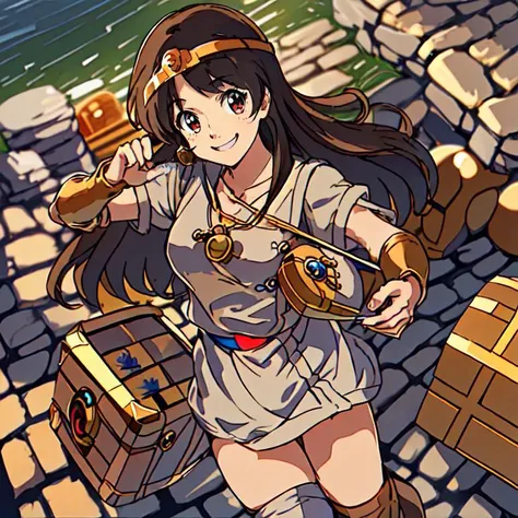 <lora:ki:0.8>,ki,masterpiece,best quality,super fine illustration,((large treasure chest:1.3)),;d,a smiling face,jump up,