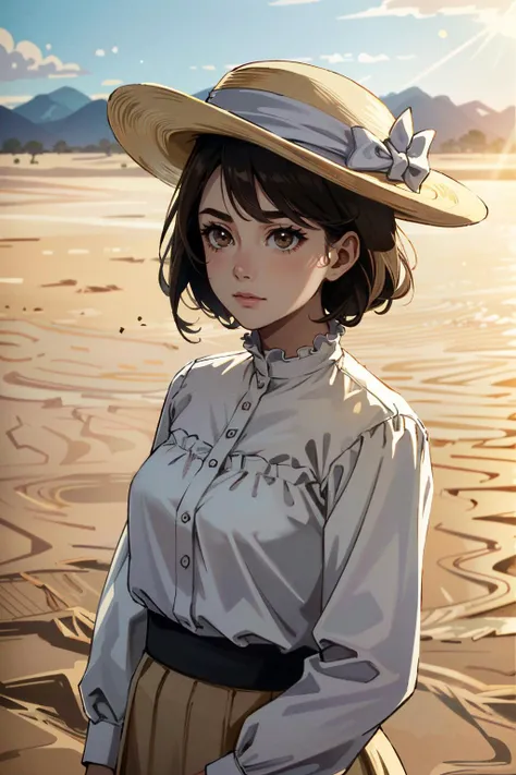 ((ultra detailed, masterpiece, absurdres))
 <lora:DPDIMMarie:0.9>
DPDIMMarie, 1girl, brown hair, brown eyes, desert, noon, intense and shimmering sunlight