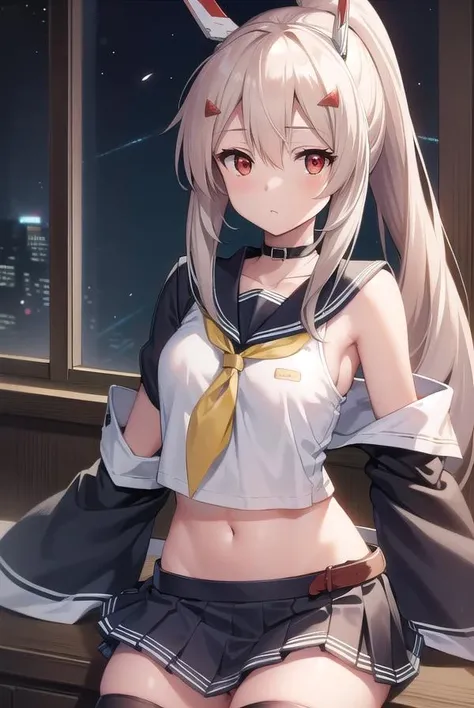 Shiina Mayu、blonde, (Yellow Eyes:1.3)、Long Hair,,blush,smile,night、Beautiful views, Attractive thighs、Beautiful bare legs, Naked in a sexy hoodie、Show off your breasts and seduce、Chest is open、Full chest、I can see your chest、Her zipper is down and open, Expose your breasts、Lolita、Small breasts、Appearance: 、Girl、You can see Pantastar's work..:1.2), highest quality, High resolution, unity 8k wallpaper, (shape:0.8), (Beautiful and beautiful eyes:1.6), Highly detailed face, Perfect lighting, Extremely detailed CG, (Perfect hands, Perfect Anatomy),