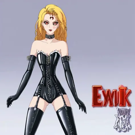 EvlSM, latex, elbow gloves, thigh boots, corset
