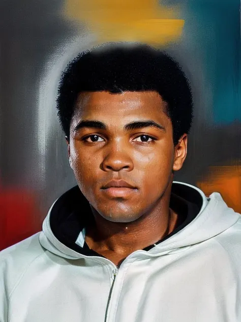 Ali768, close up portrait, detailed eyes, ((hoddie)), sweatpant, in a gym, ultra-sharpness, highest quality, art of Anya Millen, smooth, clear focus, trend on artforum, behance hd, muted colors <lora:Ali768:0.7>