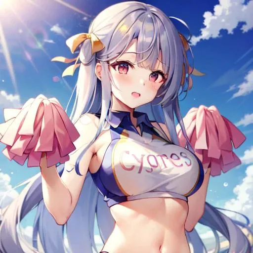 <lora:cygnet-20:0.8> ,cygnet \(azur lane\), cheerleader, pom pom pom \(cheerleading\), official alternate costume,
