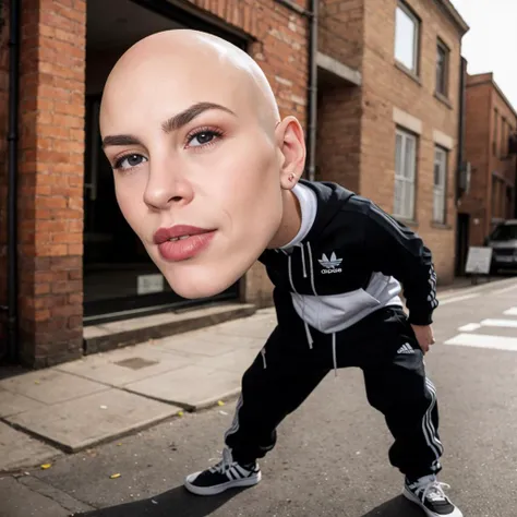 (dynamic pose:1.2),(dynamic camera),(art retouch, photo surrealism),
close-up an handsome young white man, (bald),(in an adidas tracksuit, hiphop style dance, posing for a magazine cover, brick walls, ghetto crime, disadvantaged area)
,(grotesque,caricature:1.2),(realistic, fine art parody), (16mm lens low wide-angle,(fish-eye:0.8)),(move noment)