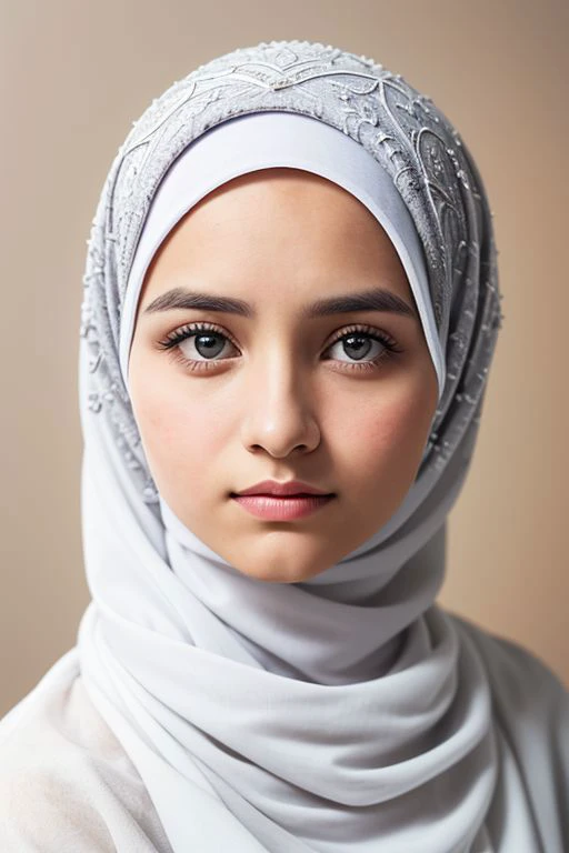 (HIJAB ), Skinny LIGHT blue & pink satin hijab girl naked (SHINY DARK SKIN), SADNESS , lace