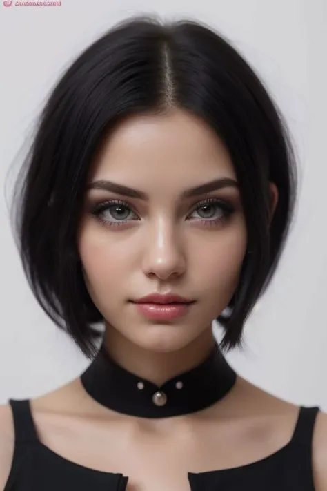 (dynamics poses:1.3),gothgirl,white background,(  black hair,  thin fringe, light purple eyes, medium breasts, covered nipples, black frilled shirt:1.2) , portrait sophie mudd, anna nikonova aka newmilky, anastasia ovchinnikova, olga buzova, dasha taran, julia gorokhova, angelina stroganova, madison beer girl portrait, gorgeous young model, gorgeous lady, alina ivanchenko, 24 year old female model .Soft and smooth skin texture, shiny skin, flawless complexion, shiny green eyes, eyelashes, natural eyebrows, rosy lips, cute small nose, cute face shape, warm and inviting smile, natural lighting, gentle shadows, detailed hair strands, black silky hair, hair on the sides framing the face, glossy highlights on the hair, rich and vibrant colors, white background, complementary colors to enhance the girl's features, captivating expression, engaging eyes, intricate details on eyelids and lashes, flawless complexion,Life-like textures, minute details, every aspect of the face made clear and visible, (shiny skin) , Textura 8K, muy detallado, realista, soft cinematic light, HDR, sharp focus, obra maestra, fotorrealista, award-winning photography, Canon EOS R5, 35mm,perfect , perfect ,perfect ,perfect , perfect ,perfect ,perfect , perfect ,perfect ,perfect , perfect ,perfect ,perfect , perfect ,perfect ,perfect , perfect ,perfect ,perfect , perfect ,perfect ,perfect , perfect ,perfect ,perfect ,