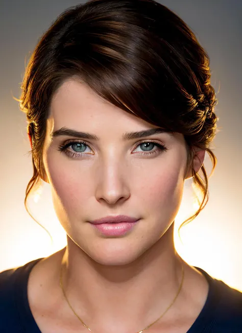 portrait of Cobie Smulders, epic (photo, studio lighting, hard light, sony a7, 50 mm, matte skin, pores, colors, hyperdetailed, hyperrealistic) <lyco:Cobie Smulders:1.0>