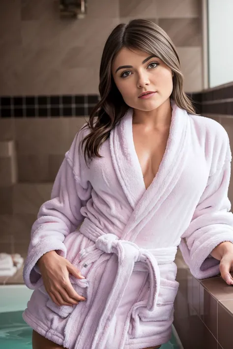 night, female, relaxed, backlit, (Deep Focus), contrast, (f_stop 2.8), (focal_length 35.0) f/2.8, 35mm focal length, analog photo, silhouette, spotlight, ((she is in the shower)) ((pink bath robe)), (((posing kneeling))), (leaning forward) water flowing down her skin, ((holding a bar of soap)) showing her face and ((focus on face)) (cleavage:1.15), robe falling off, big breasts falling out, areola slip,.pouting, big lips, (panties lowered around thighs) a beautiful perky Scandinavian woman, Millie Bobby Brown, (masturbating) pale skin, (side view bent over) (landing strop pubic hair) make-up, perfect pink labia, big nipples, water, Brittney Atwood's likeness, highly detailed face, braided pigtails, ultra detailed oiled imperfect skin, pink glossy lipstick, (2 long pigtails hair),  piercing eyes, (lustful facial expression, lusty, lascivious:1.3), dark background, (touching her vagina with hand) warm colors, RAW candid cinema, 16mm, color graded portra 400 film, remarkable color, buttcheeks, ultra realistic, captured on a (Fujifilm X-Pro3) / (f_stop 16.0), (focal_length 24.0), very small pendant on fine necklace, highly realistic, realistic, masterpiece, absurdres, intircate, highly detailed, ((transparent top)) detailed, high quality, (blue veins running down breasts) best quality, highres, photo_(medium), reality, dimly lit, low light, dim, dark, 8k, cinematic lighting, volumetric lighting, dim lighting, professional photography, perfect eyes, detailed hair, brown nipples, wet breasts