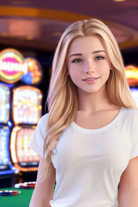 (detailed eyes:1.3), Beautiful Lighting, (1girl:blue  eyes, blonde hair, absurdly long hair, hair between eyes), (real skin), <lora:l - L| :1>, <lora:y:1>,  (Style-DA:1.3),
 <lora:highSpiritGambler:0.6>, (((cheering, excited, grin, money, happy ,clenched hands, upper body, evil smile, looking down))),poker chip,depth of field,indoors,casino,casino card table,leaning forward,slot machine,casino room,carpet, (AS-YoungV2:1.3),, (tank top:1.1), denim short shorts, earrings, black choker, bare shoulders, sleeveless,