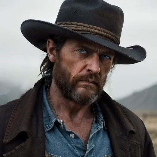 <lora:epiCRealismHelper:0.7> 45dfbff7, Cinematic, (1899 vibes), a photo of a 40 year old outlaw, (dark brown hat with a small rope around: 1.2), short beard, blue eyes, menacing face, blue clothes, RAW, Cinematic style, cinema frame, 8k, Cinema Camera, epiCRealismHelper.safetensors