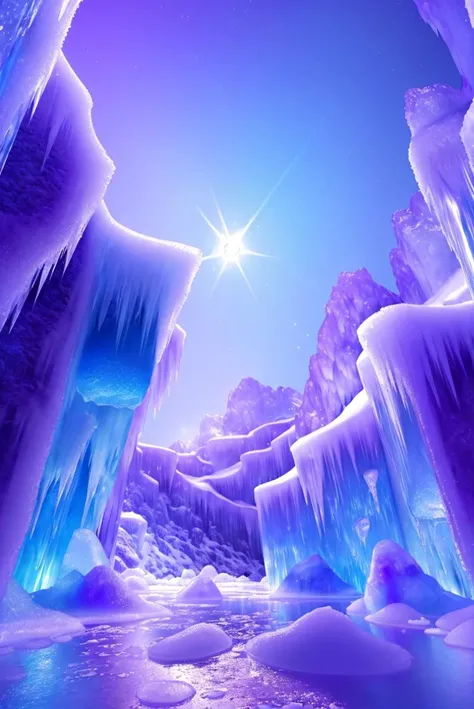 poor kids drawing of an ice cavern matrix with purple goo tubing and ice crystals, octane render, ray - tracing, high contrast, detailed scene, subsurface - scattering, 4 k, high quality desktop wallpaper, trending on artstation