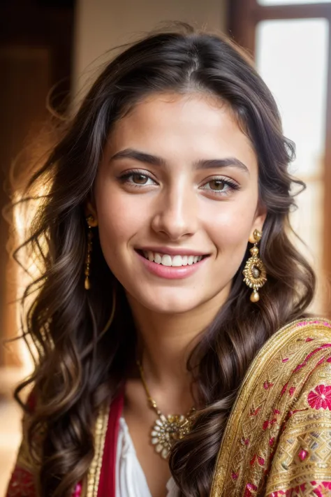 a photo portrait of a beautiful Greek girl wearing traditional clothes, (smile, happy), (face portrait:1.5), dramatic light , Rembrandt lighting scheme, (hyperrealism:1.2), (8K UHD:1.2), (photorealistic:1.2), shot with Canon EOS 5D Mark IV, detailed face, detailed hair