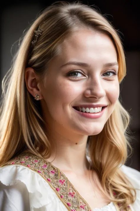 a photo portrait of a beautiful Czech girl wearing traditional clothes, (smile, happy), (face portrait:1.5), dramatic light , Rembrandt lighting scheme, (hyperrealism:1.2), (8K UHD:1.2), (photorealistic:1.2), shot with Canon EOS 5D Mark IV, detailed face, detailed hair