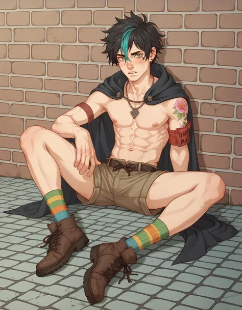 male teen、top-quality、Look away、Erect 、embarrassed from、Blushing、fullnude、a park、barechested、A young man、Cock、Sit up、Erect 、erectionpenis、lower body exposure、gay、In public