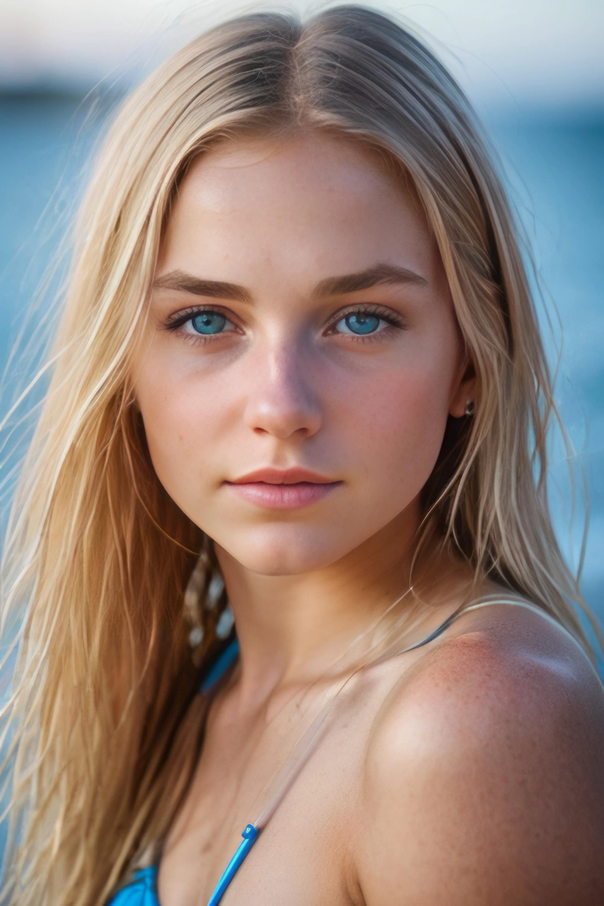 realistic photo, a realistic photo of 18yo girl wearing a bikini, blonde hair, beach, (1girl), (extremely detailed CG unity 8k wallpaper), photo of the most beautiful artwork in the world, professional majestic (photography by Steve McCurry), 8k uhd, dslr, soft lighting, high quality, film grain, Fujifilm XT3 sharp focus, f 5.6, High Detail, Sharp focus, dramatic, (looking at viewer:1.2), (detailed pupils:1.3), (natural light),