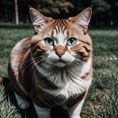detailed photo of a redhead fat cat in grass, <lora:nLoRA:0.65>, dark theme, <lora:add_detail:0.15>, sharp focus, cute, low key, deep shadows, warm lit,