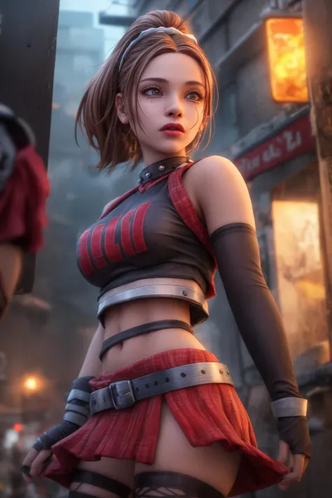 Cinematic film still, ((detailed facial features)), (cold colors), damp, moist, intricate details, shallow depth of field, [volumetric fog], cinematic lighting, reflections, 50mm lens, F/2.8, HDR, 8k resolution, cinematic film, <lora:_detail_slider_v4:2> <lora:_add_detail:1> ,((1 girl)),   (half-body-shot:1),   <lora:Jo-Beth_lora:0.7>  red skirt, tights, midriff,