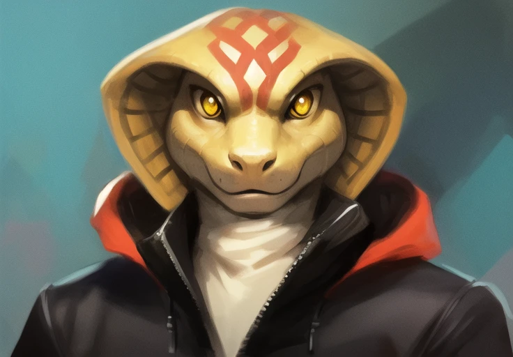 (((snake))) <lora:furrycobra-000001:1.1> digital art, e621, character, snake face, large eyes, anthro, ((solo)), yellow eyes,