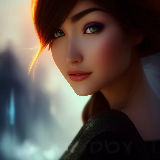 portrait, centered, sexy cute brunette, classic disney style, 3D, 3d art, 4k, 8 k artistic photography, award-winning photograph, trending on Artstation, Beautiful, 8k resolution, insanely detailed, Intricate, Behance, Cinematic, dramatic atmosphere, cinematic lighting, digital art, dramatic angle, Dramatic light by denis villeneuve, [mix style "pixar and artgerm and dreams work"], Elegant, ethereal lighting, octane render, dynamic lighting, digital painting, extreme plus resolution, fake detail, full image, full of details, global illumination, golden ratio, golden warm light, high contrast, high detail, high res, highly detailed, hyper detailed, intricate details, Masterpiece, perfect composition, photorealistic concept art, Professional, ray tracing, rich deep colors, Saturated, sharp focus, sharp lighting, soft natural volumetric cinematic perfect light, studio photo, studio quality, Stylize, super detail, Symmetry, trending on pixiv fanbox, ultra detail, ultra detailed, unreal engine 5, volumetric lighting