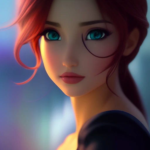 portrait, centered, sexy cute brunette, classic disney style, 3D, 3d art, 4k, 8 k artistic photography, award-winning photograph, trending on Artstation, Beautiful, 8k resolution, insanely detailed, Intricate, Behance, Cinematic, dramatic atmosphere, cinematic lighting, digital art, dramatic angle, Dramatic light by denis villeneuve, [mix style "pixar and artgerm and dreams work"], Elegant, ethereal lighting, octane render, dynamic lighting, digital painting, extreme plus resolution, fake detail, full image, full of details, global illumination, golden ratio, golden warm light, high contrast, high detail, high res, highly detailed, hyper detailed, intricate details, Masterpiece, perfect composition, photorealistic concept art, Professional, ray tracing, rich deep colors, Saturated, sharp focus, sharp lighting, soft natural volumetric cinematic perfect light, studio photo, studio quality, Stylize, super detail, Symmetry, trending on pixiv fanbox, ultra detail, ultra detailed, unreal engine 5, volumetric lighting