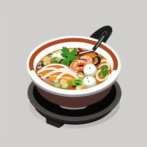 Concept art,food list,reference sheet,food focus,food,no humans,still life,simple background,plate,bowl,rice,soup,grey background,shrimp,vegetable,meat,leaf,noodles,egg,<lora:shiwu:1>,