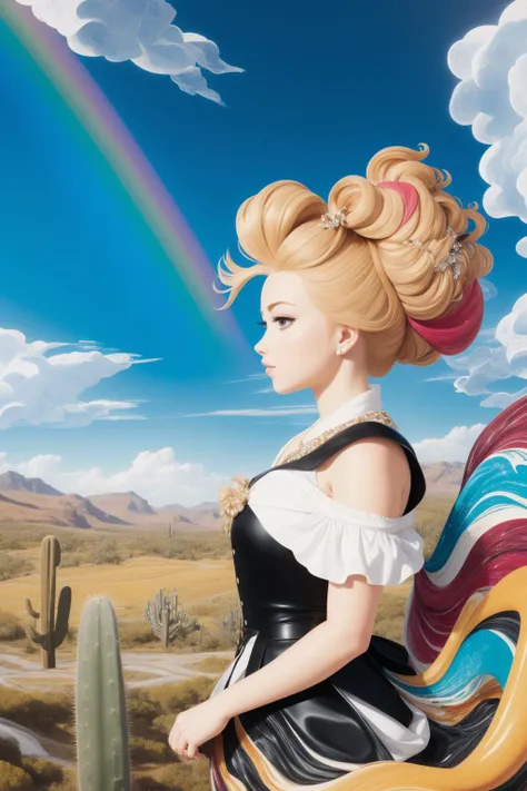 1girl, [ (stylized by Emiliano Di Cavalcanti:0.9) : (Jacob Jordaens:1.3) :4], abstract art, 8k Anime, elegant, landscape of a Disgusting Wavy ([Birmingham:United States:4]:1.3) from inside of a Rainbow Mountains, crowded water with Cactus spines, at Dawn, Magic Realism, Horror, stylized, Health Goth Art, waning light, F/5, Fujifilm Superia, Double Exposure, dynamic composition, photolab, professional, anime style, woman