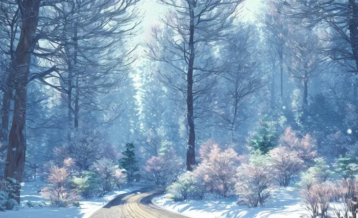 Analog style, ChromaV5,nvinkpunk,(extremely detailed CG unity 8k wallpaper), A Landscape of a snowy forest,award winning photography, Chromatic Aberration, Detailed , HDR, Bloom, style by Monet, Pissarro, and Sisley ,trending on ArtStation, trending on CGSociety, art by midjourney