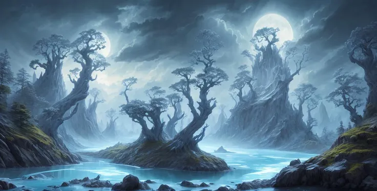 A mystical and epic landscape, featuring a fantastical and surreal world of floating ice islands, giant trees, a big butterfly,and mythical creatures, that transport the viewer to a world of imagination and wonder, artstation, digital art, intricate, trending, bright colors,best quality, high quality, hdri,octane,big_crystal, <lora:gachaSplashLORA_gachaSplash31:1>,more_colour,dark background,