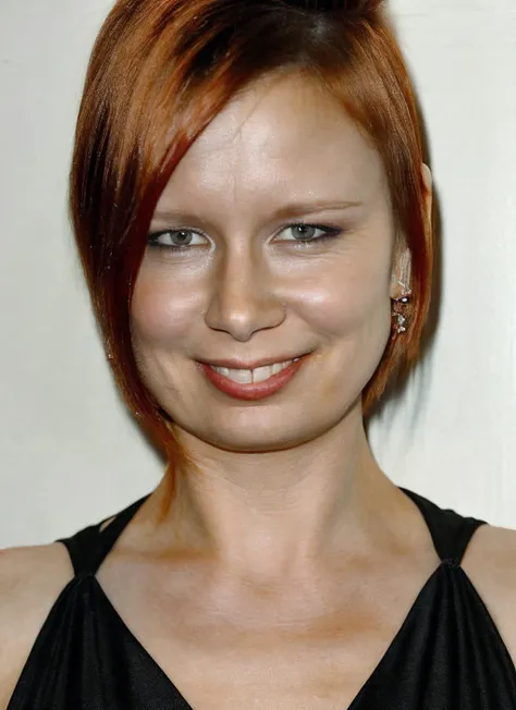 portrait of sks woman by Flora Borsi, style by Flora Borsi, bold, bright colours, orange Mohawk haircut, ((Flora Borsi)), <lora:locon_marylynn_v1_from_v1_64_32:1.4>