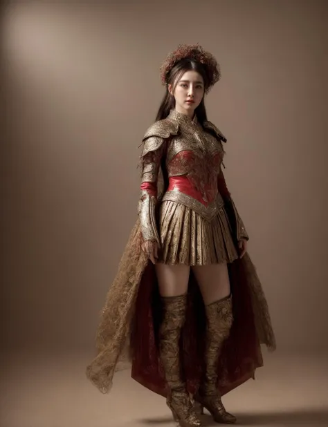 Ultra-realistic 8k CG, masterpiece, best quality, (very detailed face),masterpiece, best quality, 1girl, colorful, (full body, wide shot), <lora:more_details:0.8> <lora:Fan_Warrior:0.8> war_glam armor, wearing fanbingbing fashion