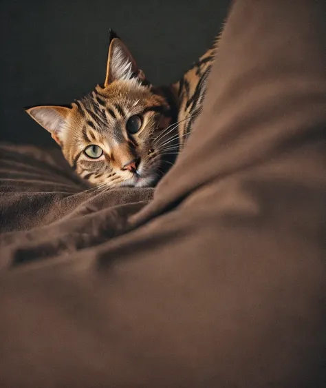 artistic photograph of a cat being lazy, medium shot, extremely detailed, centered, high resolution, hyperdetailed, insanely detailed, soft lighting, film grain