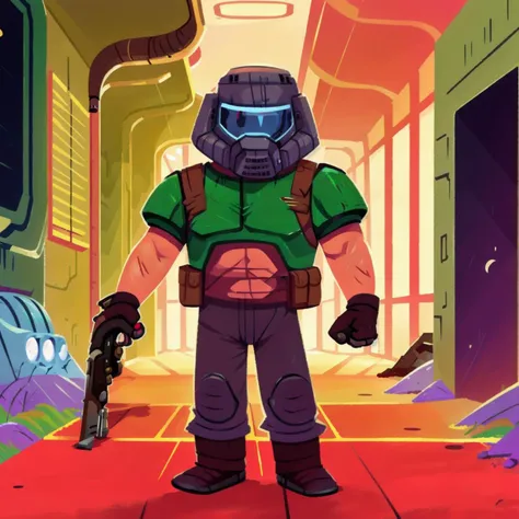 child (doomguy:1.1) walking in sci-fi hallway holding a shotgun with both hands, solo, chibi
<lora:doomguy-15:1> <lora:COOLKIDS:1>