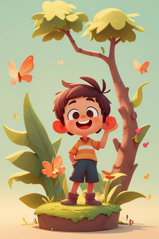 <lora:COOLKIDS_MERGE_V2.5:1>, a happy cute kid standing short hair, wearing a space costume, playing with a butterfly, outdoors, background forest, kid, toon, pixar style, 3d, cartoon, detailed face, asymmetric -- Using IMG2IMG