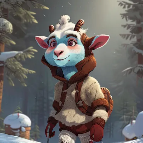 A photo portrait of a cute goat-man hybrid as a athlete, during daytime in winter, in 8k resolution.
 <lora:COOLKIDS:1>