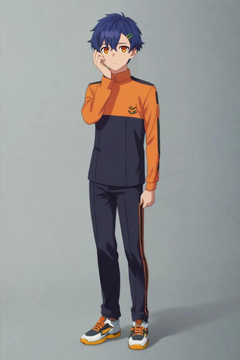 score_9, score_8_up, score_7_up, source_anime, rating_safe, , (photorealistic:0.6), looking at viewer, depth of field, 1boy, solo, male focus, <lora:yomogi_asanaka_pony:0.84>, yomogi_asanaka, blue hair, orange eyes, short hair, bangs, hair between eyes, hairclip, hair ornament, from afar, full body, plaza, light, victory pose, squinting, , <lora:sdxl_lightning_8step_lora:1>