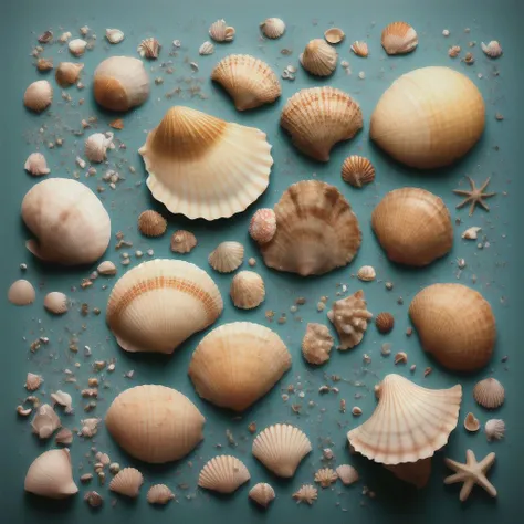 seashells <lora:knolling3_usemagicmixv6:1>