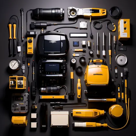 masterpiece,best quality,electronics,knolling,<lora:knolling3:0.7>,